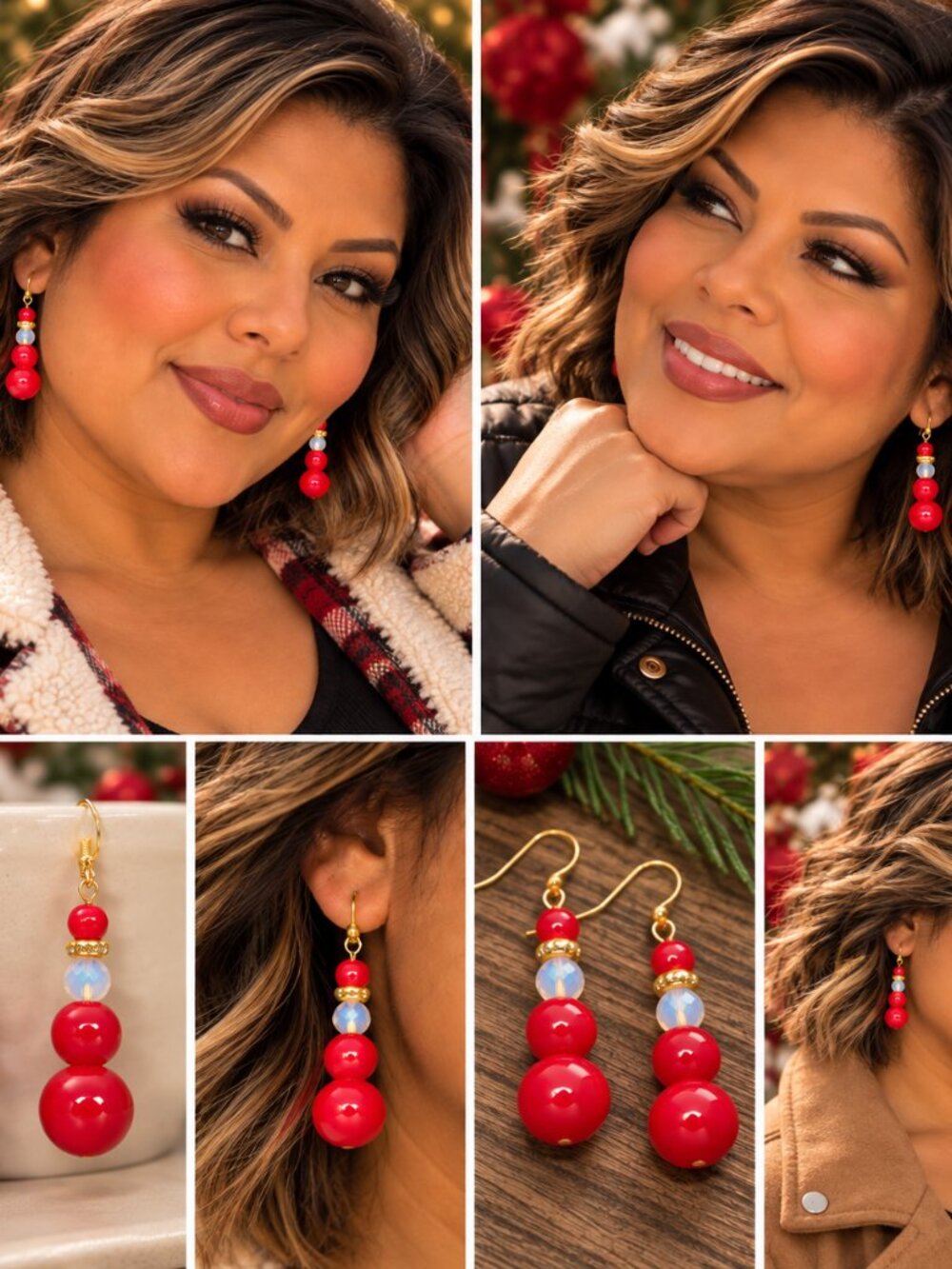 Ruby Red Holiday Elegance Snowman Hook Earrings#2  2/$22